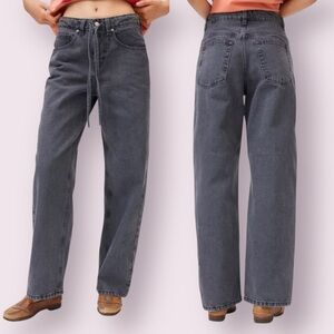 Urban Outfitters BDG Bella Baggy Jeans Drawstring Waist Washed Black Size 27